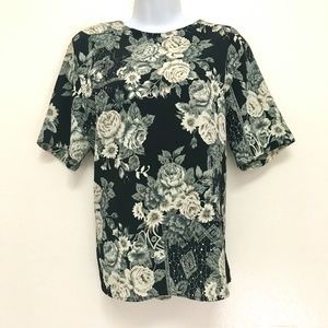 🔵 Shabby Chic Vintage Floral Large Blouse Cottage Core